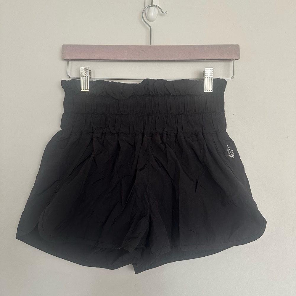 Free People Movement Black Smocked Waist Athletic Shorts Size S EUC - Picture 2 of 6
